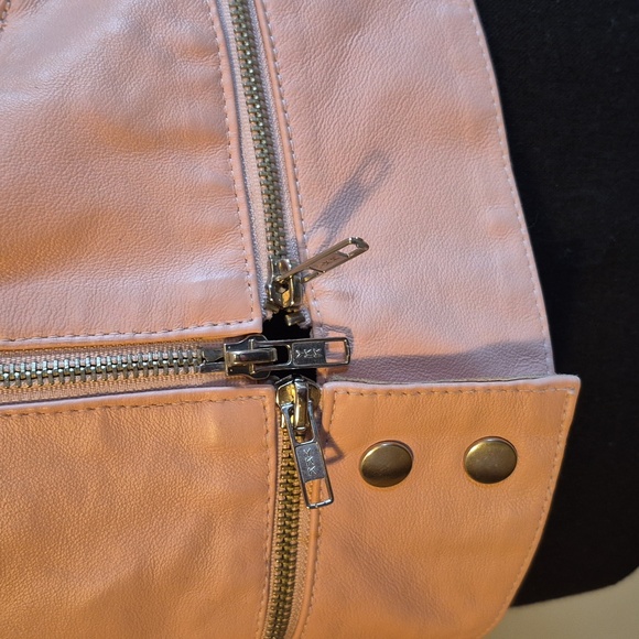 OXYHO SORENTO Women's Leather Pale Pink Moto Jacket, Satin Lined, Size Medium - Picture 9 of 16